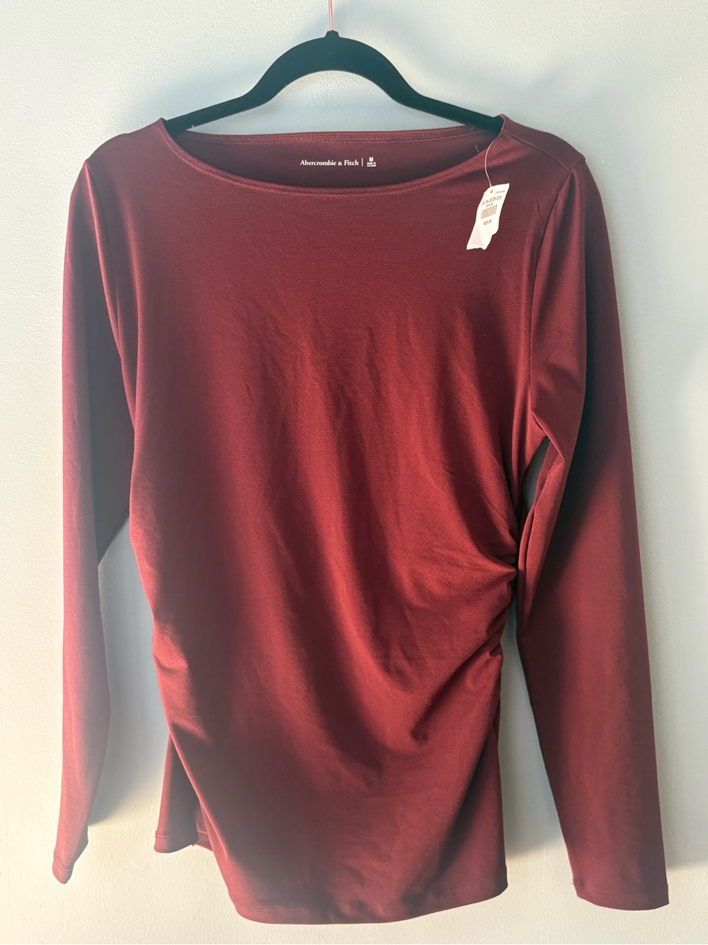 Abercrombie & Fitch Women's Long-Sleeve Rouched Side Top - Deep Red